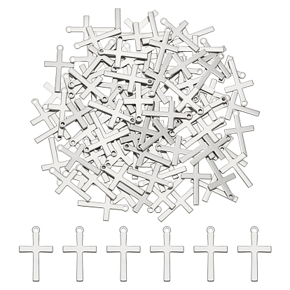 100 шт. 201 подвески из нержавеющей стали, крестик