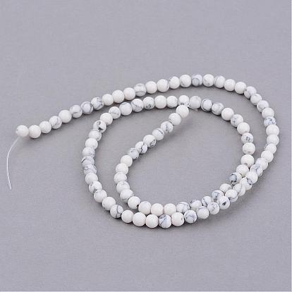 Synthetic Howlite Beads Strands, Round, Frosted