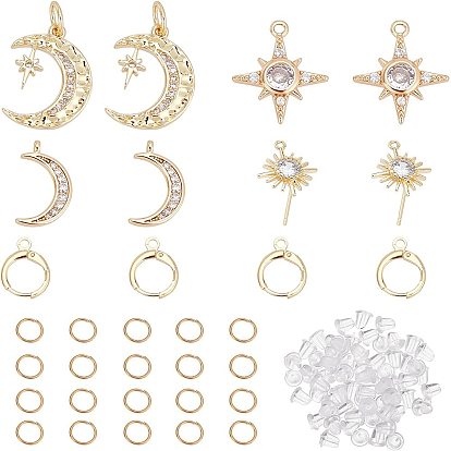 DIY Earrings Making Kit, Including Brass Earring Findings, Pendants, Iron Jump Rings, Plastic Ear Nuts