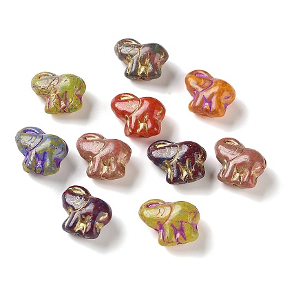 Handmade Lampwork Beads, Elephant, Golden Metal Enlaced
