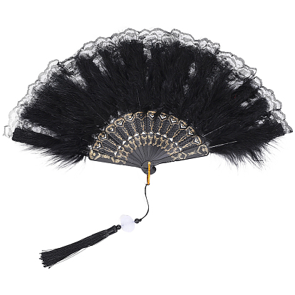 Дизайн веера из смолы и перьев, с кисточками из полиэстера