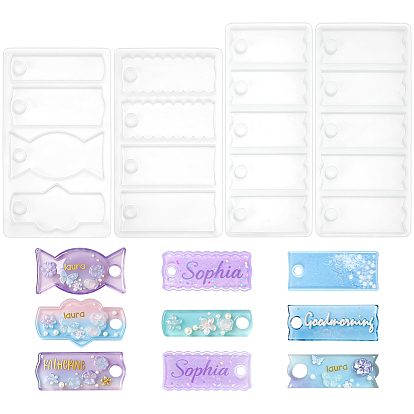 4шт. 4 формы для силиконовых подвесок различных стилей, прямоугольные