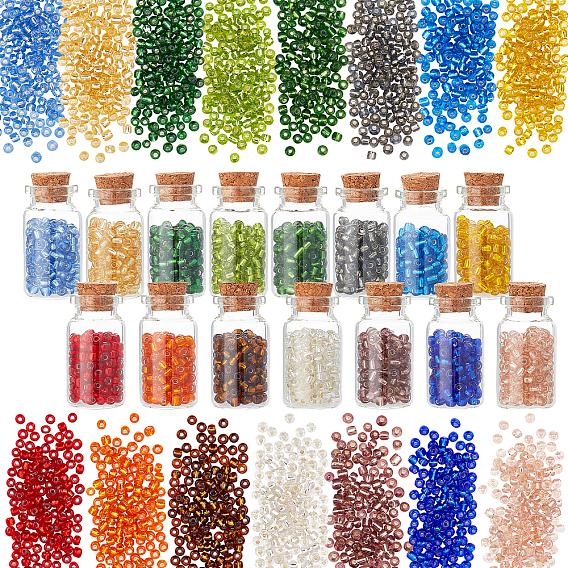 Glass Seed Beads, Silver Lined Round Hole, Round Small Beads, Glass Bottles