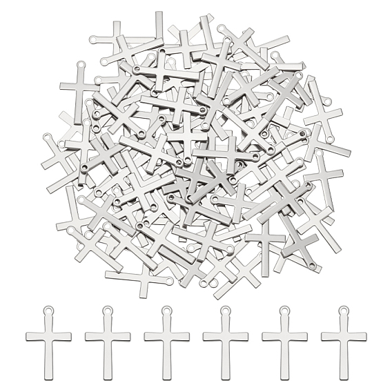 100 шт. 201 подвески из нержавеющей стали, крестик