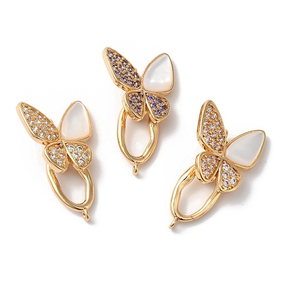 Латунные микро проложить кубического циркония раз за застежками, с оболочкой, бабочка