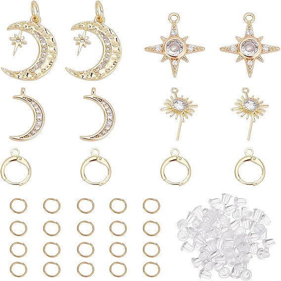 DIY Earrings Making Kit, Including Brass Earring Findings, Pendants, Iron Jump Rings, Plastic Ear Nuts