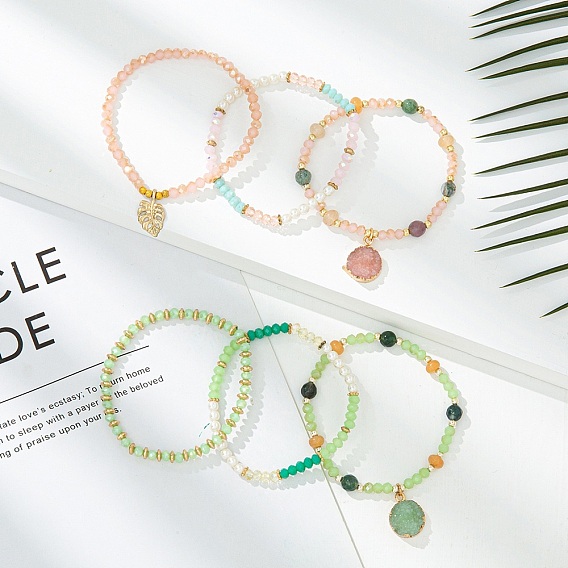 Модный браслет из стеклянных бусин - простой и натуральный браслет в лесном стиле для девочек