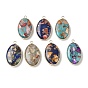Подвески из окрашенной синтетической императорской яшмы, овальные амулеты, с латунной, золотые