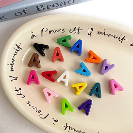 Opaque Acrylic European Beads, Large Hole Beads, Letter A-Z