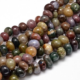 Natural Indian Agate Gemstone Nuggets Bead Strands, Tumbled Stone, 6~10x9~12x8~10mm, Hole: 1mm, about 15.3 inch ~15.7 inch