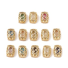 Eco-friendly Brass Micro Pave Cubic Zirconia Multi-strand Links, Rack Plating, Cadmium Free & Lead Free, Rectangle