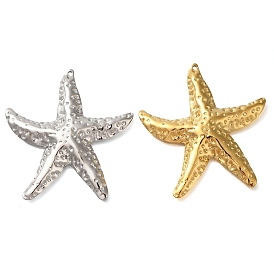 Ion Plating(IP) 304 Stainless Steel Big Pendants, Starfish Charm