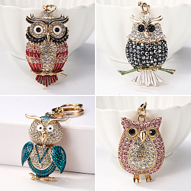 Small gift key chain owl bag pendant cute diamond animal car key chain metal
