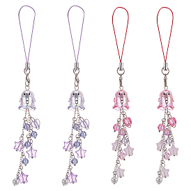 4шт 2 стиль акриловые и стеклянные мобильные ремешки, звезда, платина