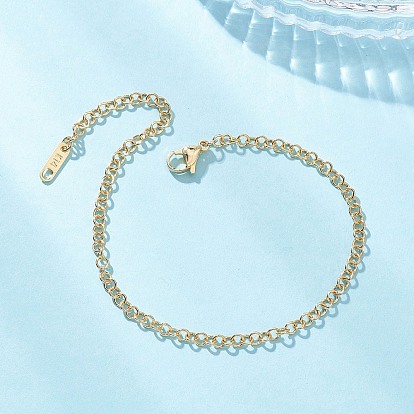 Паяные латунные браслеты-цепочки «роло», с 304 из нержавеющей стали Lobster Claw застежками