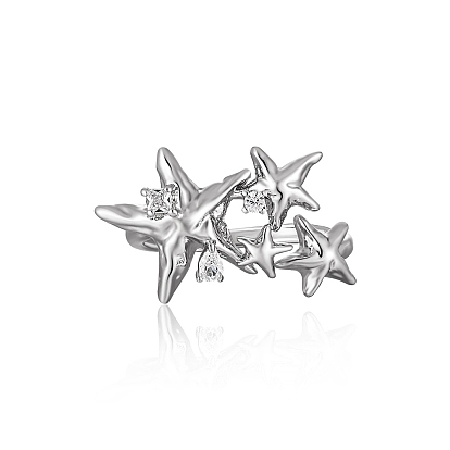 Anillos abiertos de latón con micropavé de circonitas cúbicas para mujer, estrella