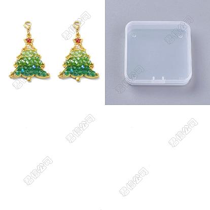 10Piezas de decoración colgante grande de aleación con temática navideña, con perlas de vidrio, árbol de Navidad