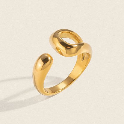 Irregular 304 Stainless Steel Cuff Open Rings for Women