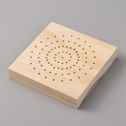 81-Hole Oak Wooden Food Skewer Display Holder, Clay Figurines Doll Display Trays, for DIY Craft Pottery Clay Model and Food Pick Displays, Square