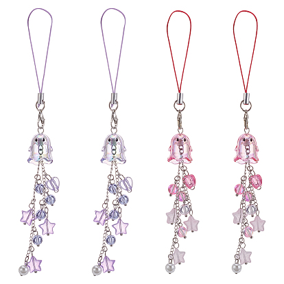 4шт 2 стиль акриловые и стеклянные мобильные ремешки, звезда, платина