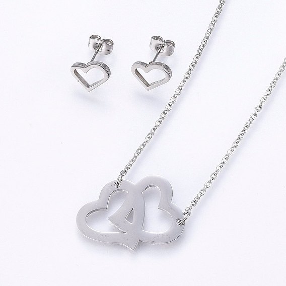 304 нержавеющей стали ювелирных изделий, серьги и подвесные ожерелья, сердце