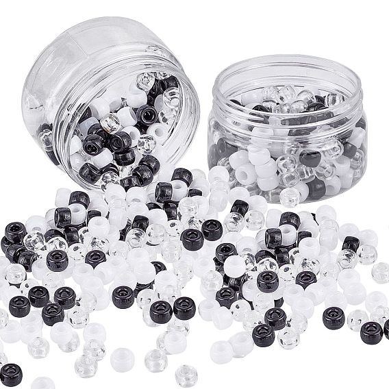 Transparent Acrylic European Beads, Large Hole Barrel Beads