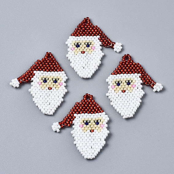 MIYUKI & TOHO Japanese Seed Beads, Handmade Pendants, Loom Pattern, Christmas Santa Claus