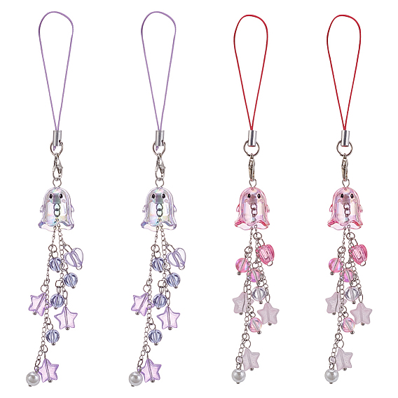 4шт 2 стиль акриловые и стеклянные мобильные ремешки, звезда, платина