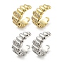 Brass Micro Pave Cubic Zirconia Oval Cuff Earrings, Long-Lasting Plated, Cadmium Free & Lead Free