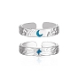 Brass Resin Cuff Rings for Couple, Silver