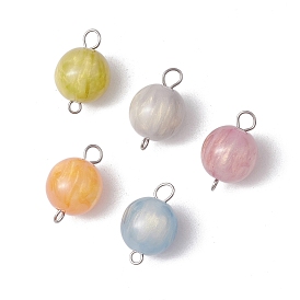 5 шт. 5 цвета смолы имитация кошачьего глаза круглые подвески-соединители, с 304 петлями из нержавеющей стали, разноцветные