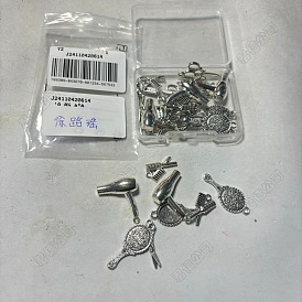 30Pcs 6 Styles Tibetan Style Alloy Pendants, Haircut Theme
