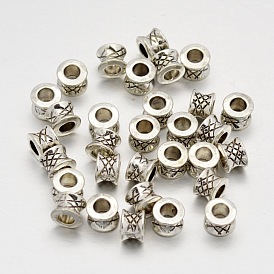 Abalorios de aleación de estilo tibetano, sin plomo y cadmio, columna, 5x7 mm, agujero: 4 mm