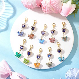 Подвески-бабочки ручной работы от сглаза, стеклянные и пластиковые, с цинковым сплавом застежками омаров коготь