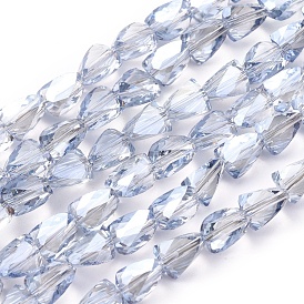 Electroplate Glass Beads Strands, Pearl Luster Plated, Faceted, Triangle