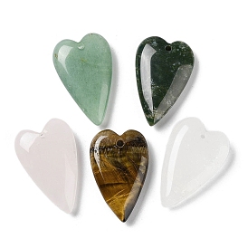 Natural Gemstone Pendants, Love Heart Charms
