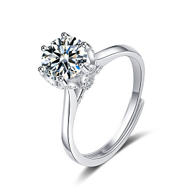 Simple Zircon Opening Ring with Diamond Inlay - Minimalist Jewelry