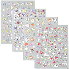 4 шт 4 стили цветочный узор самоклеящиеся наклейки для ногтей для домашних животных, для украшения ногтей