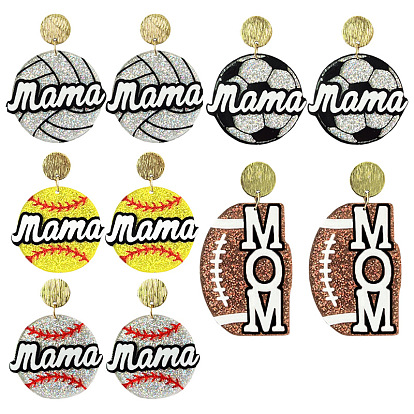 Акриловые серьги-подвески ко Дню матери, с блеском порошок, золотые