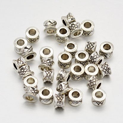 Tibetan Style Alloy Beads, Cadmium Free & Lead Free, Column, 5x7mm, Hole: 4mm