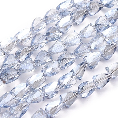 Electroplate Glass Beads Strands, Pearl Luster Plated, Faceted, Triangle