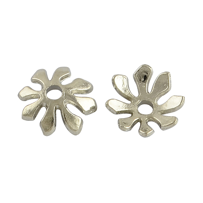 8 fleurs -petal bouchons alliage de perles, de style tibétain, sans cadmium et sans plomb, 10x3mm, Trou: 2mm