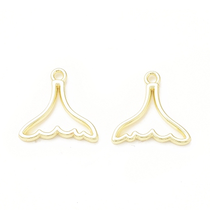 Rack Plating Alloy Fishtail Open Back Bezel Pendants, For DIY UV Resin, Epoxy Resin, Pressed Flower Jewelry,  Cadmium Free & Nickel Free & Lead Free