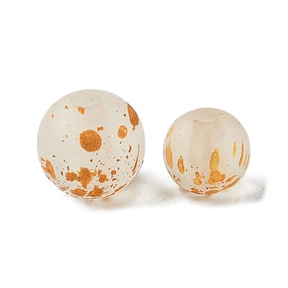 Прозрачные акриловые бусины, матовые, эффект посыпания золотом, круглые