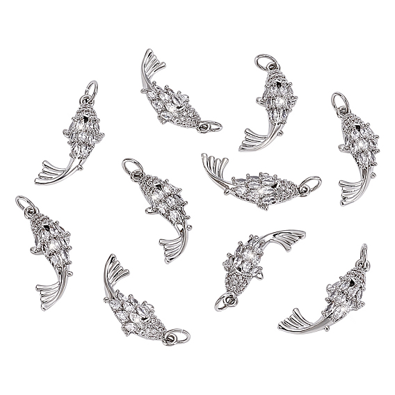 10 кулоны из латуни с микрочастицами и кубическим цирконием., с целью перехода в кольце, рыбы прелести, стойки покрытие, долговечный, без свинца и без кадмия