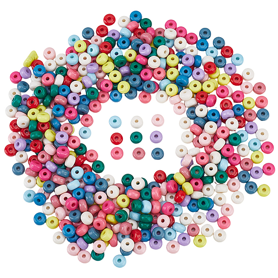 500Pcs Opaque Acrylic Beads, Flat Round