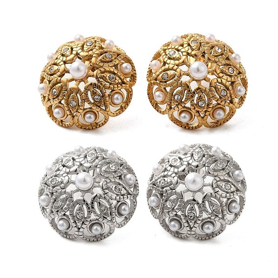 304 серьги-гвоздики из нержавеющей стали для женщин, с пластиковой жемчужины, полированный