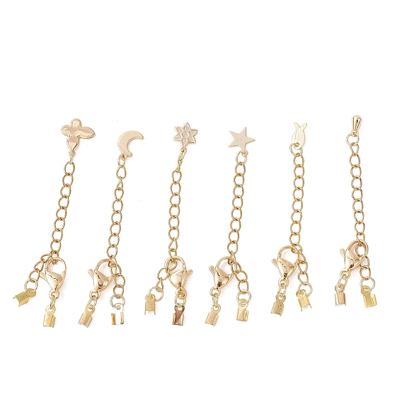 6 шт. 304 конец из нержавеющей стали с цепями, с 304 застежками-карабинами из нержавеющей стали и латунными подвесками