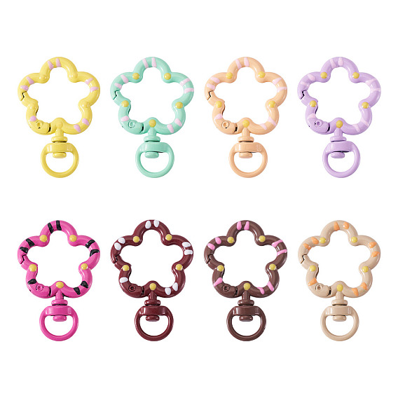 8 шт. застежки-карабины из сплава, окрашенные распылением, цветок