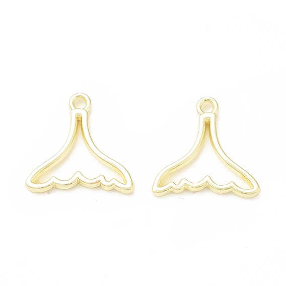 Rack Plating Alloy Fishtail Open Back Bezel Pendants, For DIY UV Resin, Epoxy Resin, Pressed Flower Jewelry,  Cadmium Free & Nickel Free & Lead Free